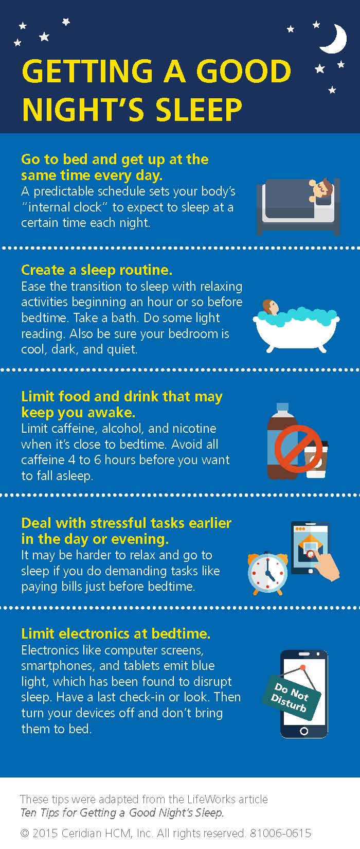 Getting a good night's sleep infographic